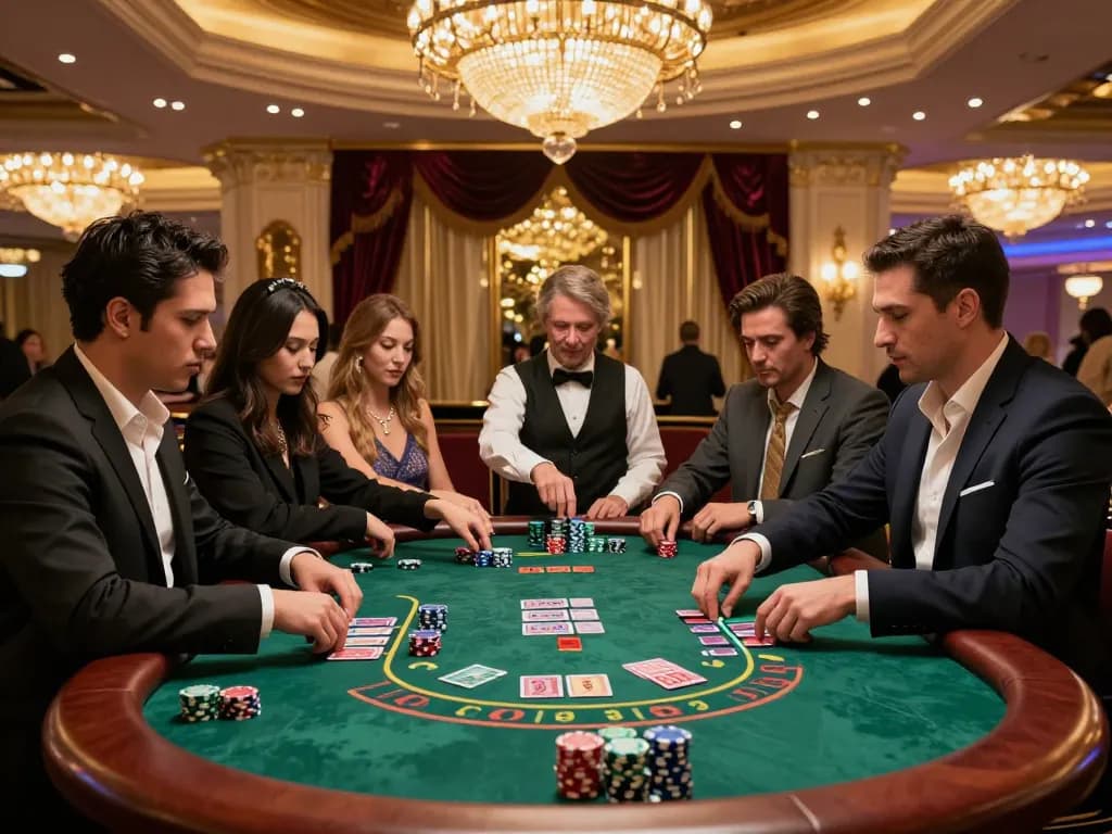 aa88i players enjoying intense blackjack action in a luxurious casino atmosphere