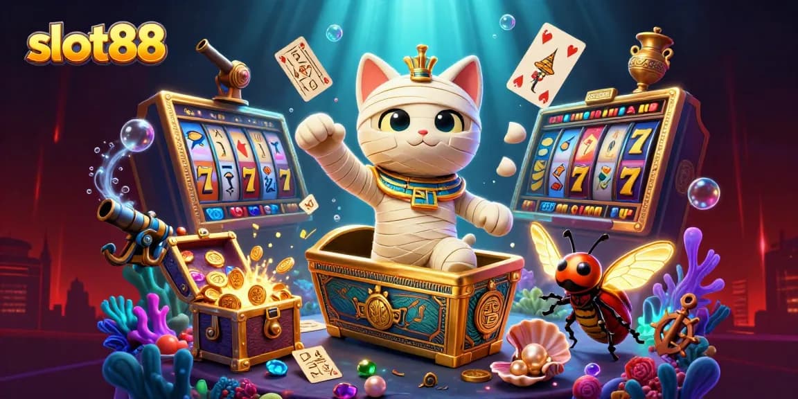 Bermain slot88 dengan keseruan karakter unik dalam permainan slot penuh gaya dan warna cerah.