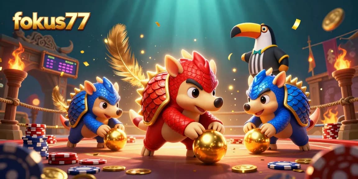 Experience thrilling action with fokus777 as pangolins roll golden balls through poker chips