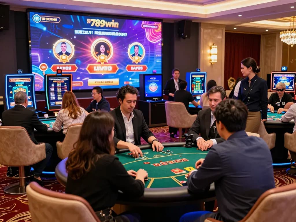 Engaged players in a luxurious online casino environment showcasing 789win gaming excitement.