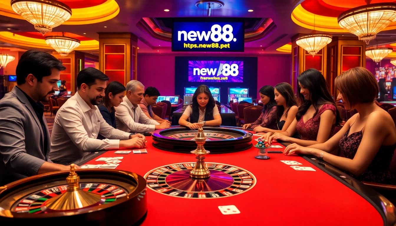 Experience thrilling games and promotions at https://new88.pet/ in this luxurious casino scene.