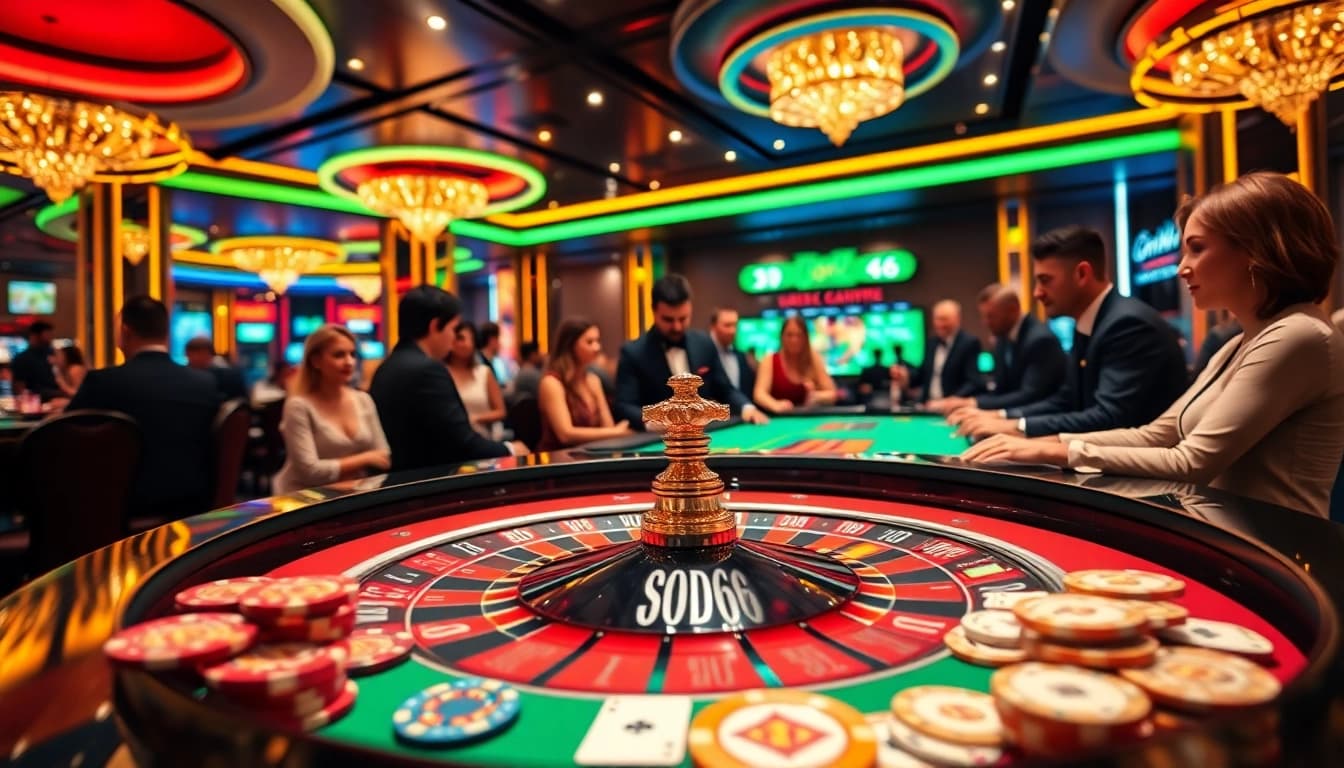 Players enjoying a thrilling game at the SODO66 casino table, immersed in excitement.