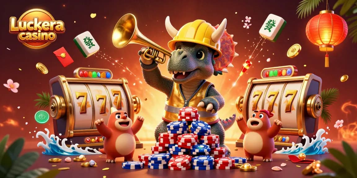 Experience the excitement of Luckera casino with a vibrant 3D illustration celebrating luck and casino games.