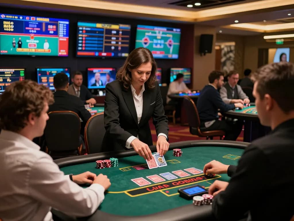 Sun Win players engaging in live dealer blackjack at an upscale online casino setup.