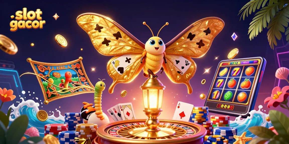 Engage with slot gacor action featuring a vibrant casino scene with golden elements.