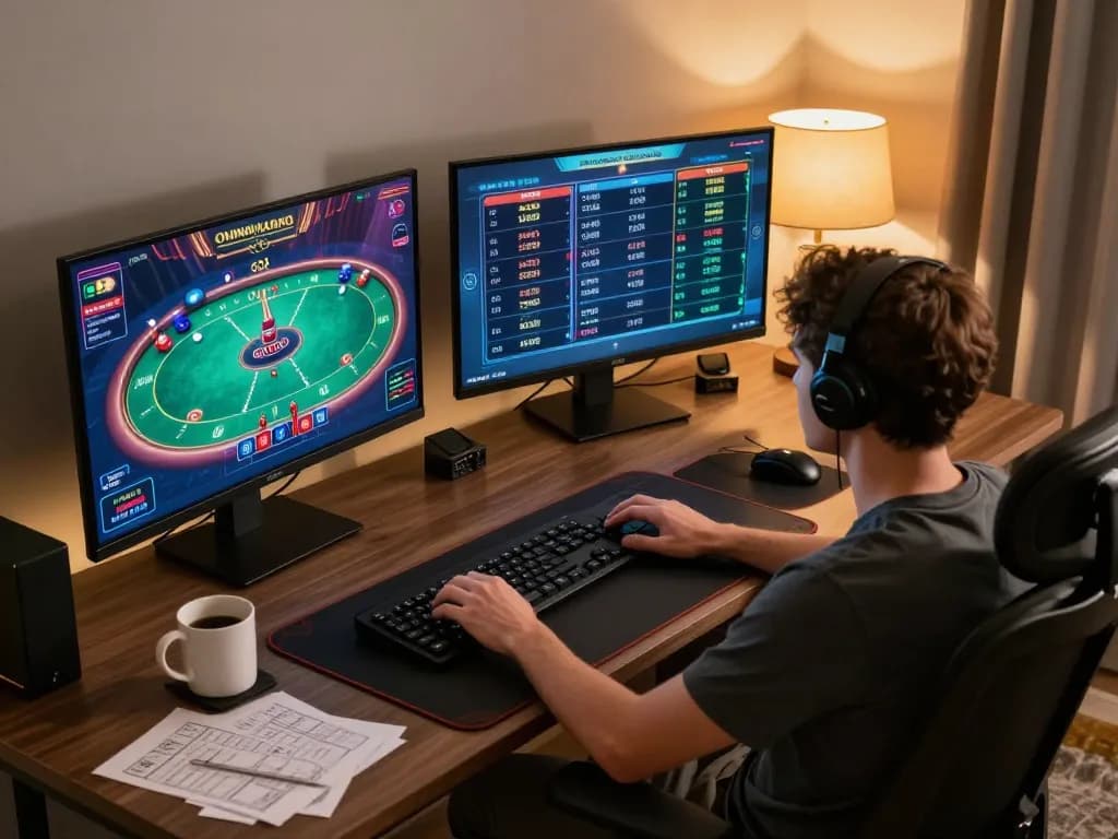 Engaging in online casino gaming on an official website, showcasing poker gameplay and sports betting.