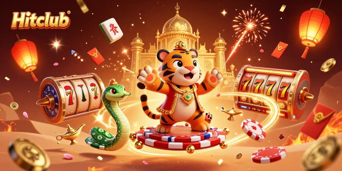 Hitclub’s vibrant casino scene with the sultan, slots, and magical elements illustrates winning excitement.