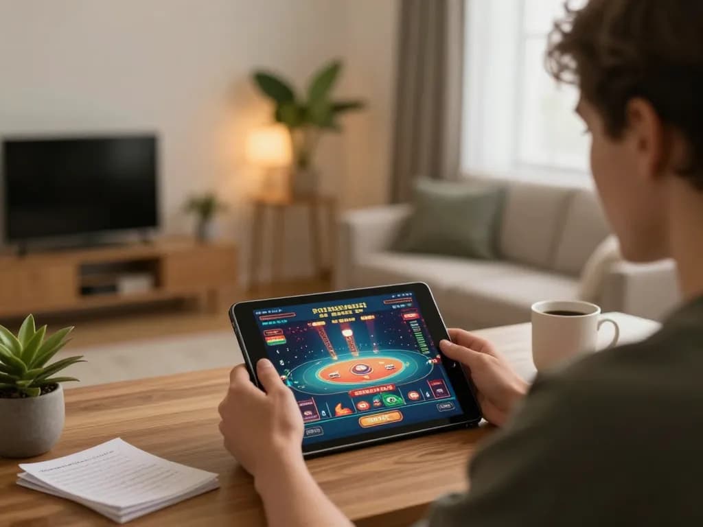 Pengalaman perjudian online yang menarik di https://revjeffhood.com/me/ dengan pemain yang fokus pada tablet di ruang tamu yang nyaman