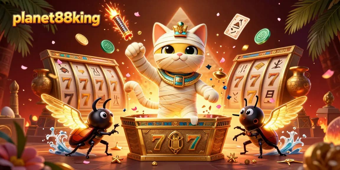 Join the excitement at planet88king with vibrant slots and festive gambling elements in a thrilling casino scene.
