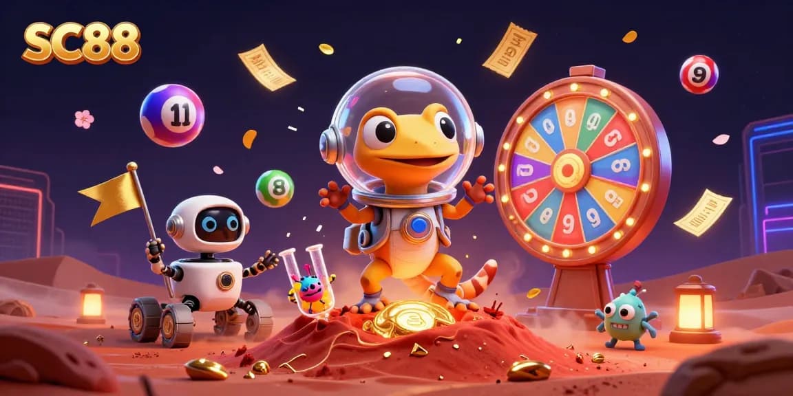 Experience thrilling casino action with SC88 as a Martian gecko discovers a golden casino on Mars.