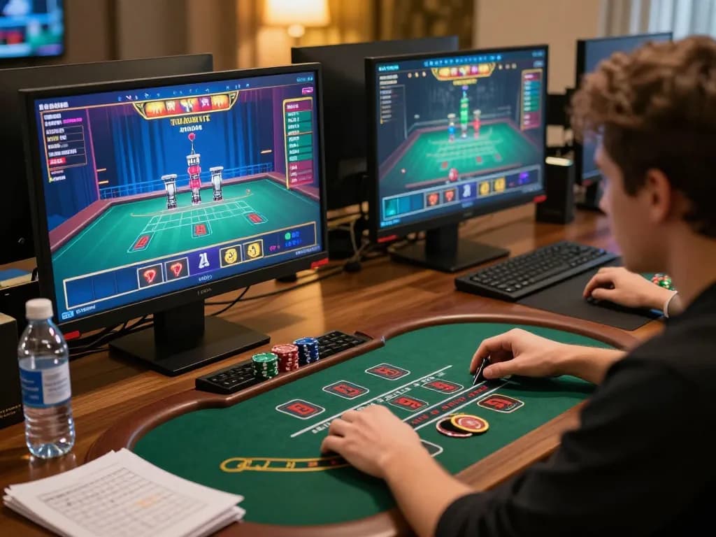 Engaged player at Jun88 showing excitement in a live dealer blackjack game online.