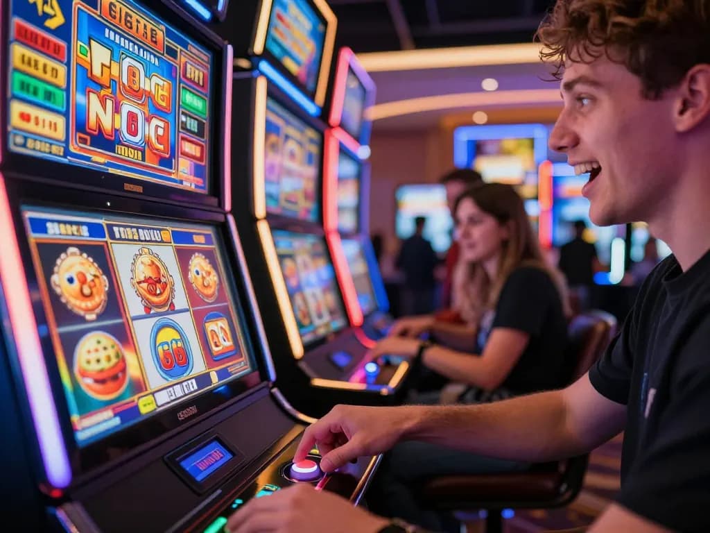 Player spinning the reels on gg88 slot machines, vibrant colors and casino excitement.