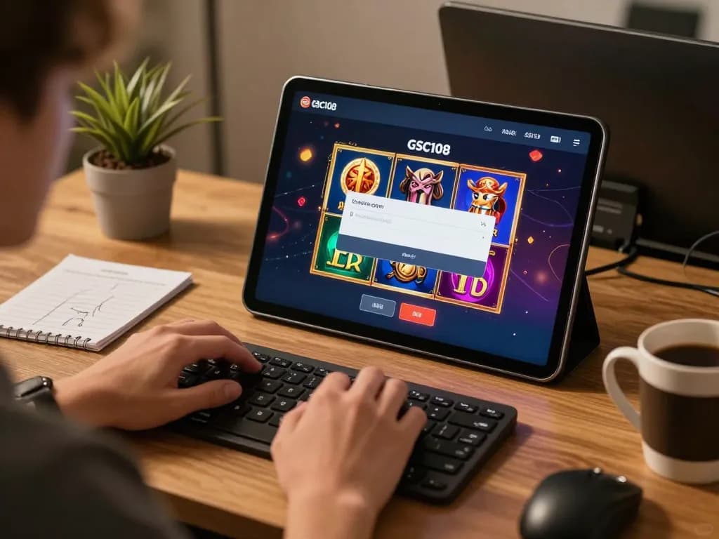 Terlibat dalam slot online dengan Login Gsc108 di tablet pada pengaturan permainan yang nyaman