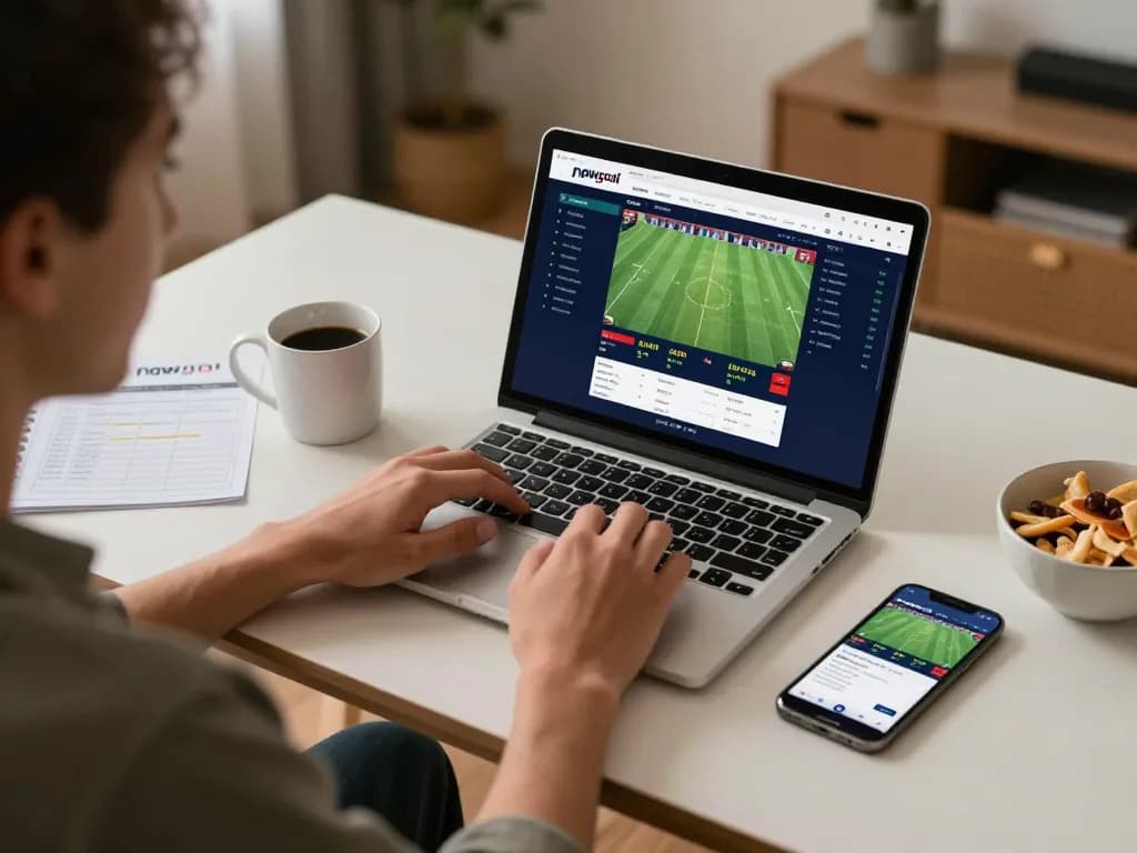 Engaging with real-time sports odds on Nowgoal during a home betting session.