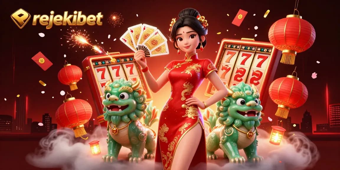 Experience thrilling wins with rejekibet in a vibrant 3D casino scene featuring lucky symbols.