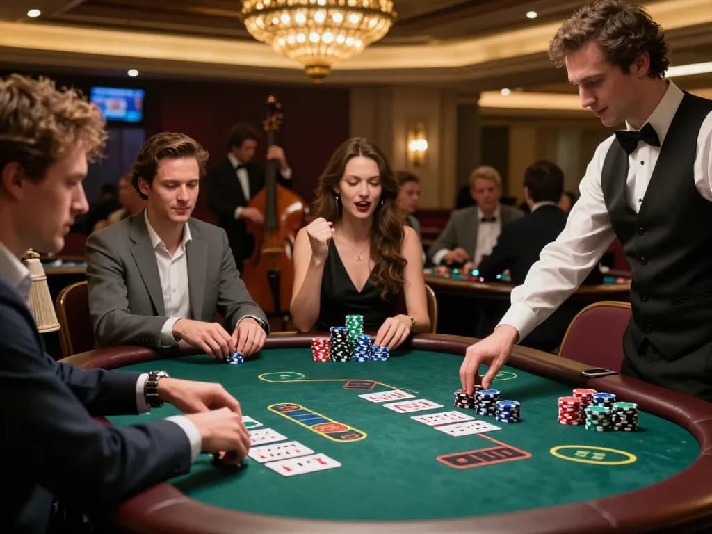 Players enjoying a lively blackjack game at Go 88 casino, highlighting excitement and strategy.