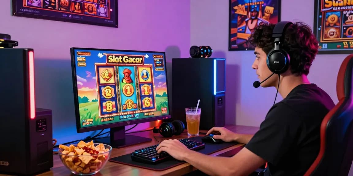 Pengaturan permainan Slot Gacor online yang menarik dengan visual yang cerah dan suasana yang mengasyikkan