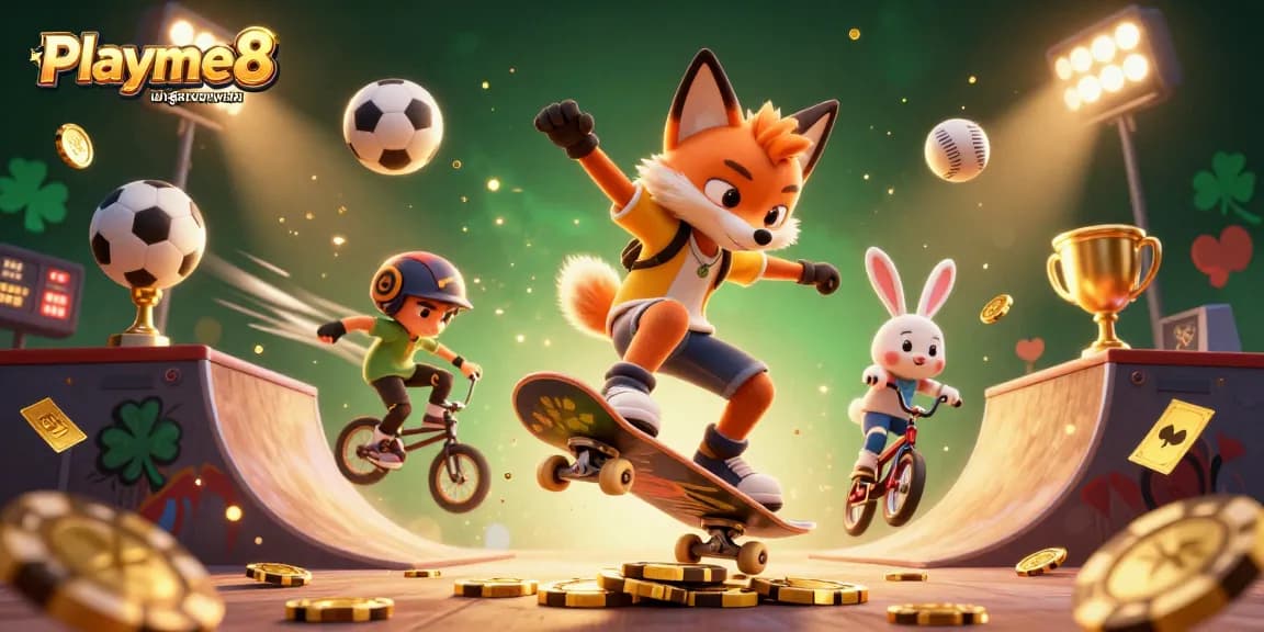 ภาพแสดง Playme8 เข้าสู่ระบบผ่านเว็บ กับการทำท่าคิกฟลิปของแสดงการเล่นในคาสิโนออนไลน์