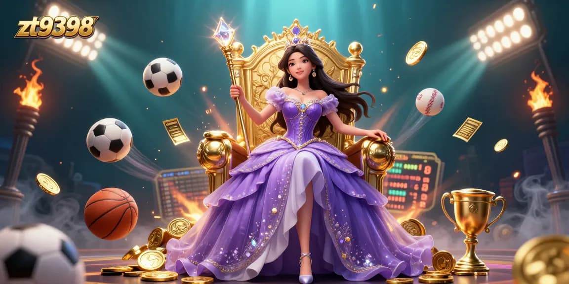Enjoy exhilarating betting with zt9398, featuring a glamorous casino princess amidst dynamic gaming elements.