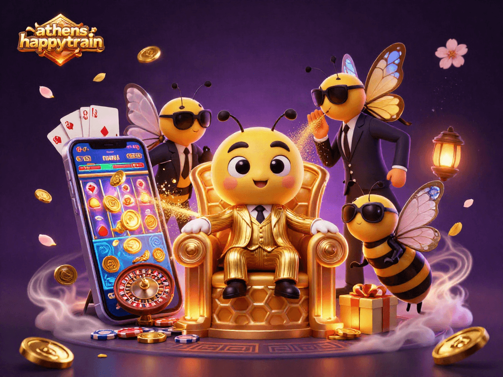 Experience thrilling gameplay at athenshappytrain with vibrant 3D slots and colorful casino elements.