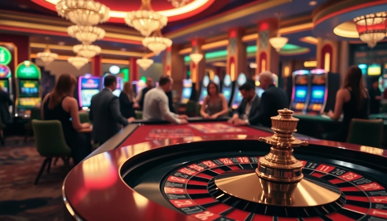 Spieler genießen aufregende casino-spiele de in einem lebhaften Casino-Umfeld.