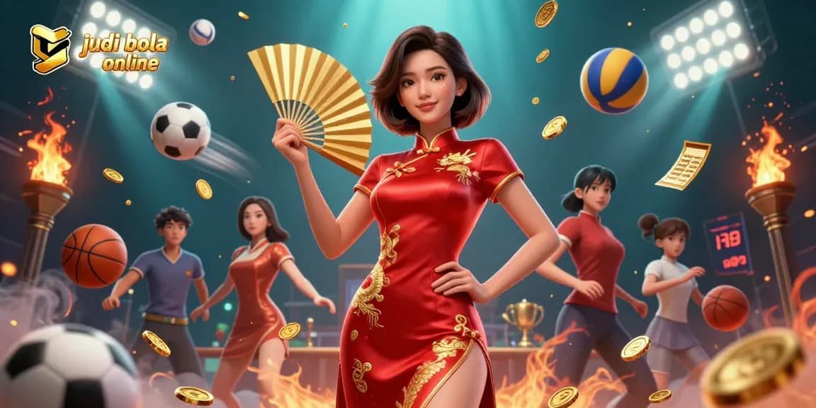 Engage in judi bola online while enjoying this vibrant sports betting illustration featuring dynamic game elements.