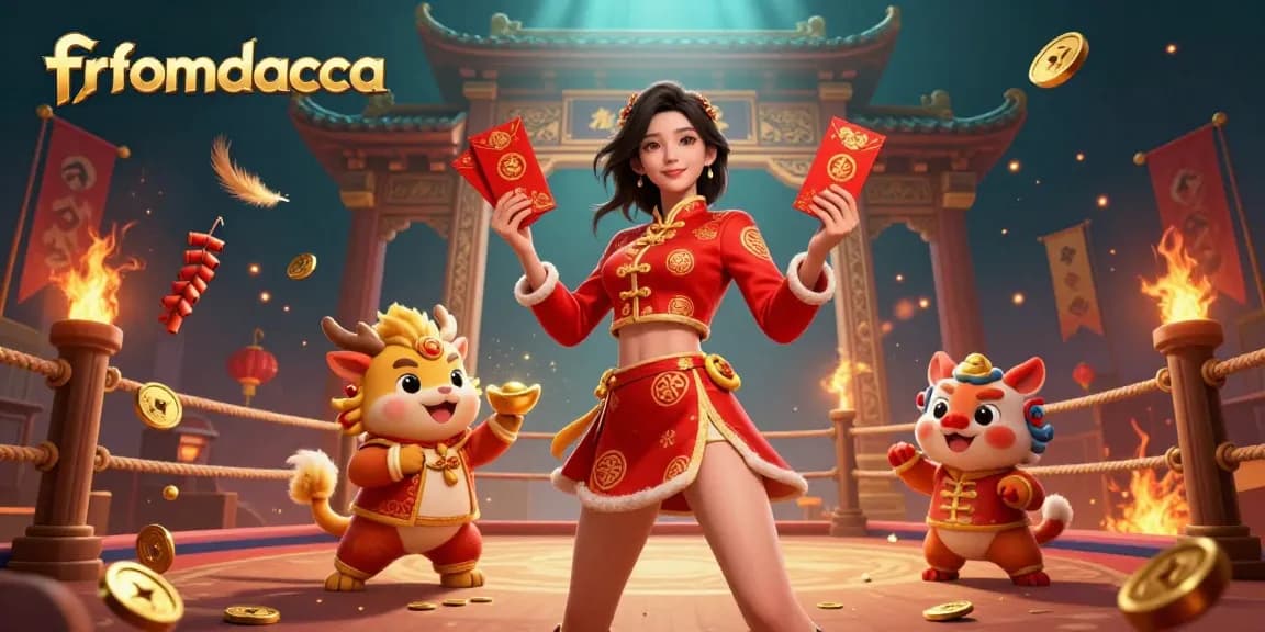 Experience exhilarating wins with fromdacca in this vibrant casino scene featuring festive characters and dynamic gambling elements.