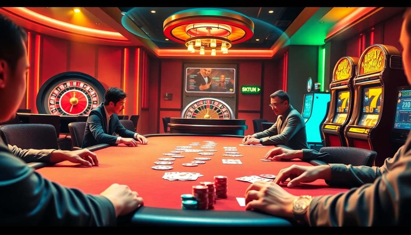 Experience high-stakes action at the OKFUN casino with vibrant poker gameplay.