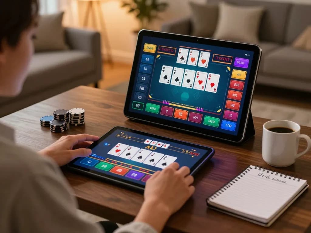 Experience thrilling blackjack action with TG88 on your tablet in a cozy living room.