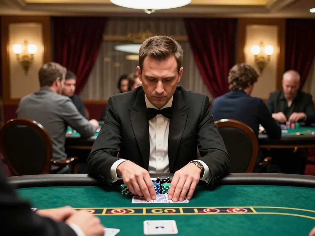 Engaging poker gameplay at rik vip casino, showcasing strategic card play and intense focus