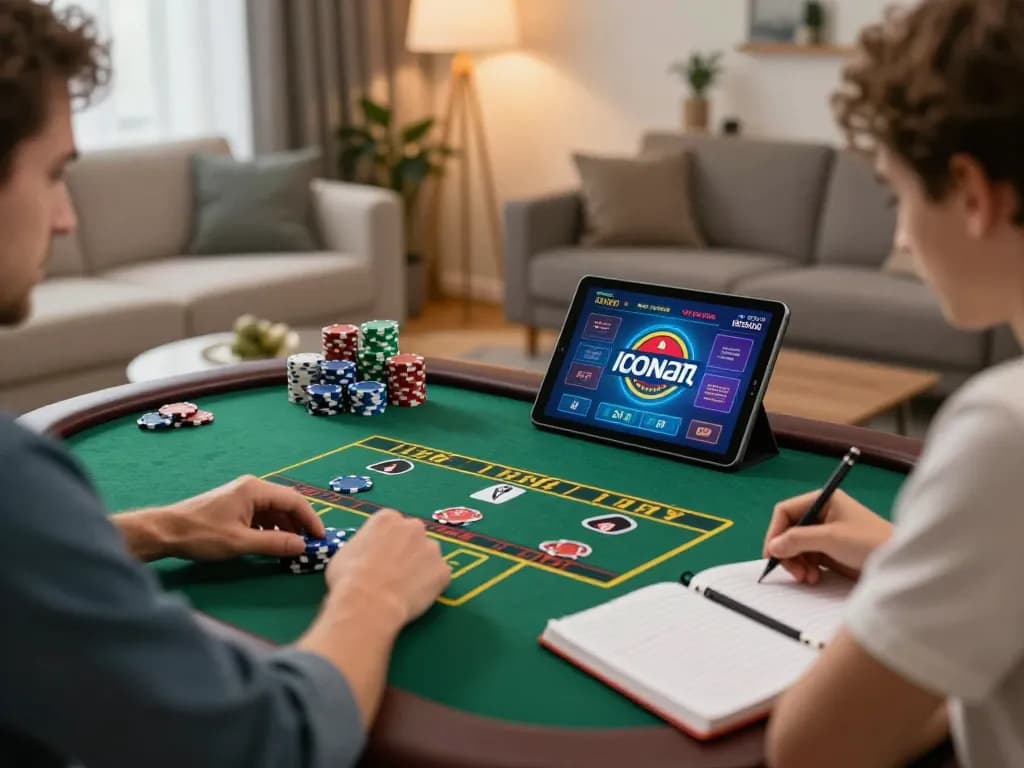 Kuwin 789 player enjoying online casino gaming with live dealer in a cozy home setting.