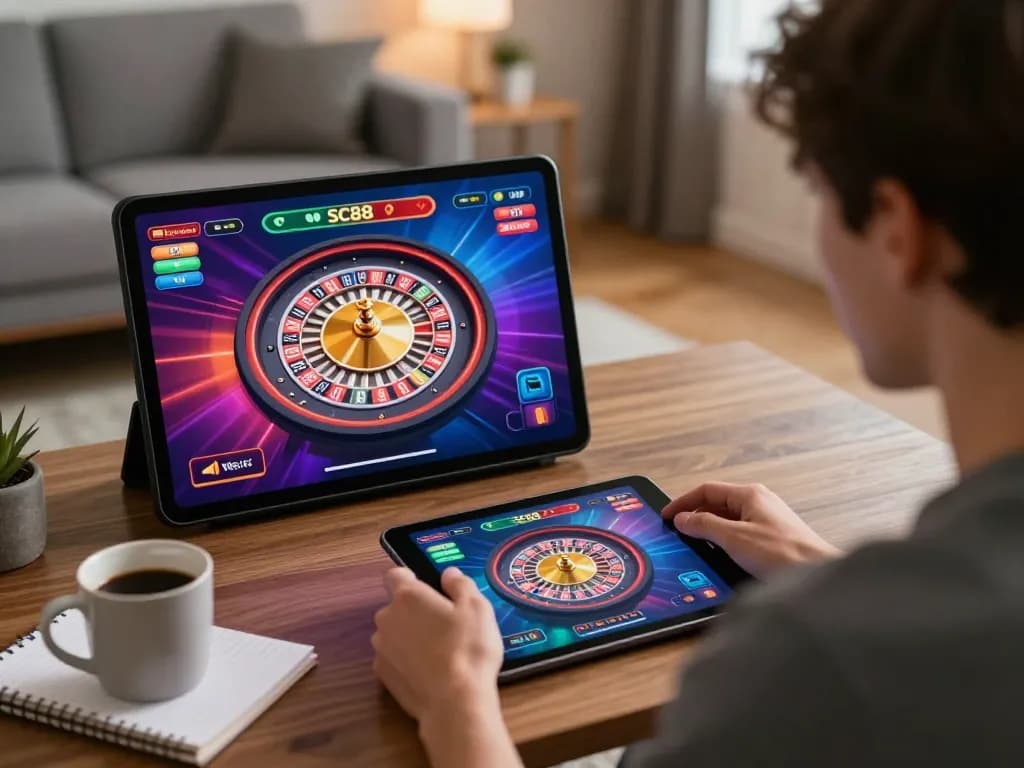 Engaging online gaming session at SC88 with player focused on vibrant roulette interface