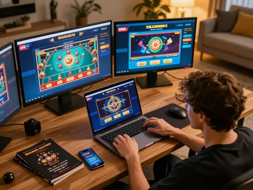 Player engaging with w188 casino interface on laptop, showcasing dynamic gaming experience