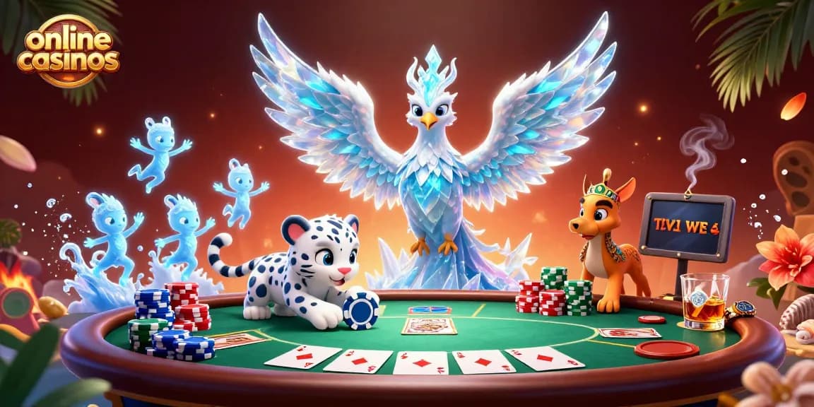 Engage with thrilling online casinos featuring a magical ice phoenix and poker action.