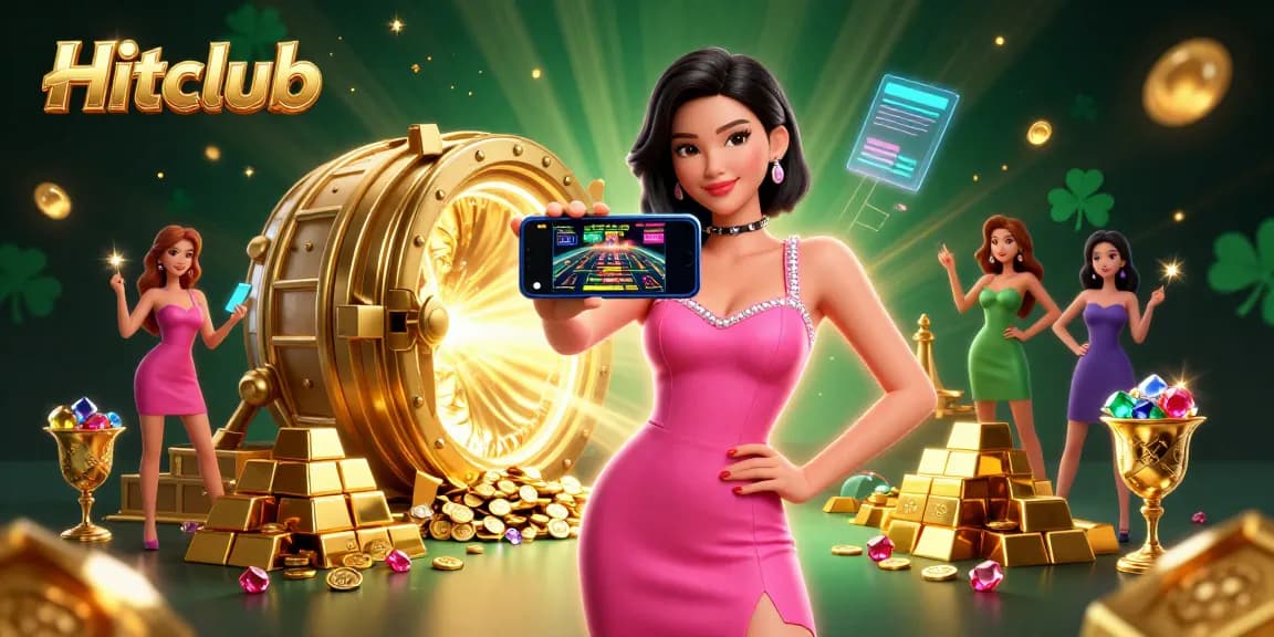 Experience exhilarating gameplay at Hitclub with a stunning illustration of a confident woman engaging with live dealer games.