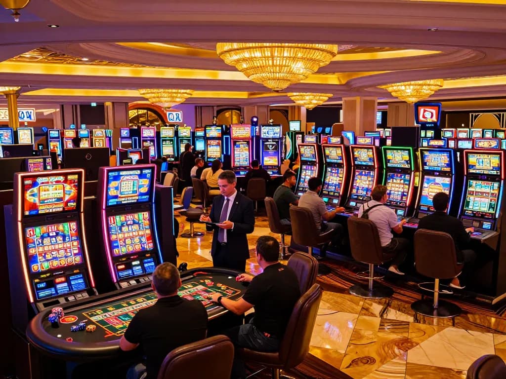 Experience thrilling moments at the casino with vibrant scenes from https://fc88bet.uk.com's gaming floor showcasing players and excitement.