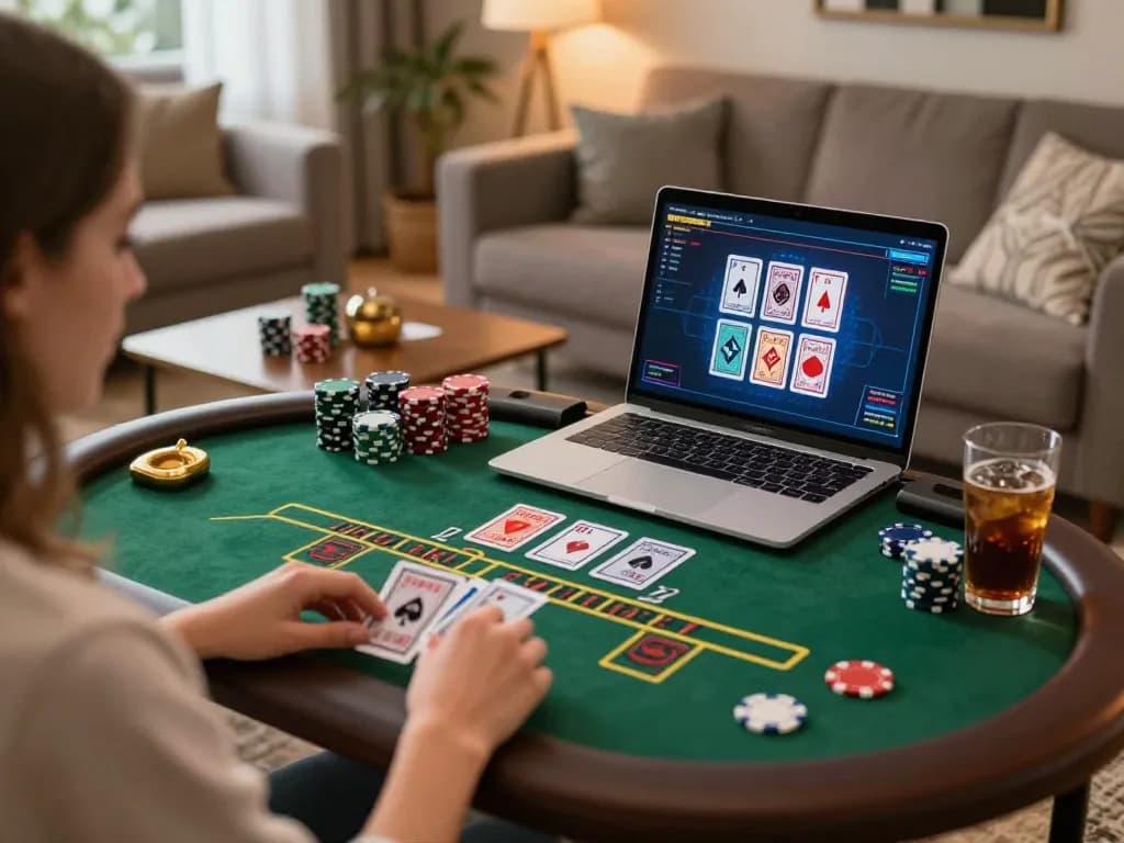Player enjoying live dealer blackjack on Hubet platform from cozy home setup.