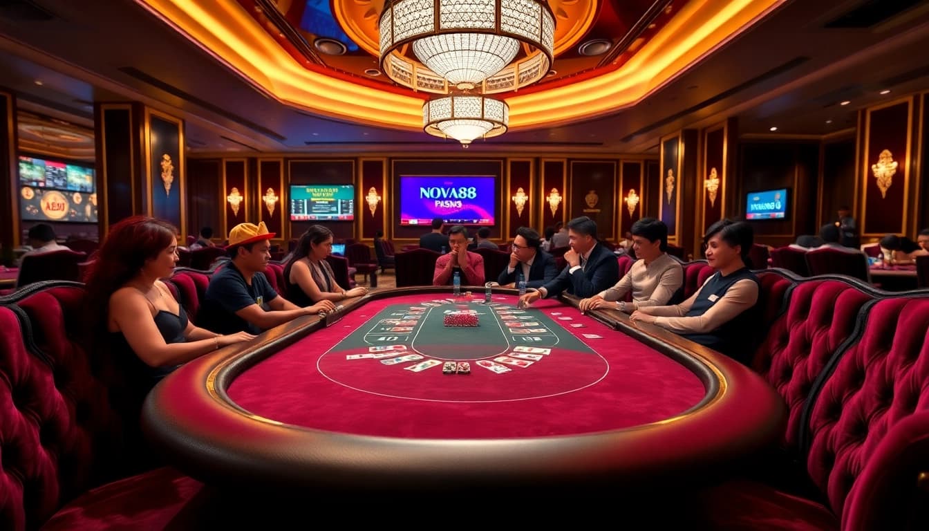 Enjoying the Nova88 VIP programme Malaysia at an elegant casino table with luxurious decor.