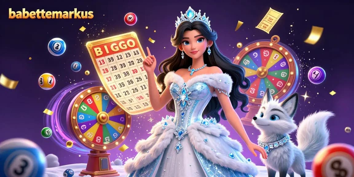 Bette Markus showcases captivating lottery elements with a dazzling ice queen, colorful balls, and a shining prize wheel.