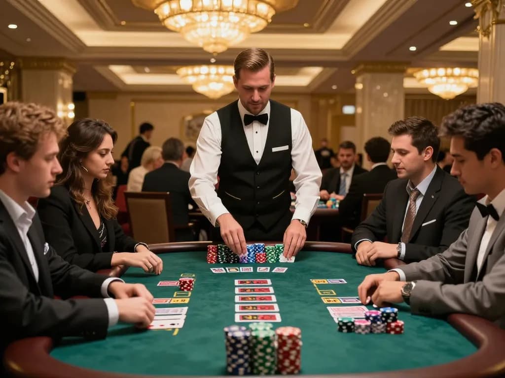 Players at XX88 blackjack table celebrate wins with dealer managing fast-paced action.