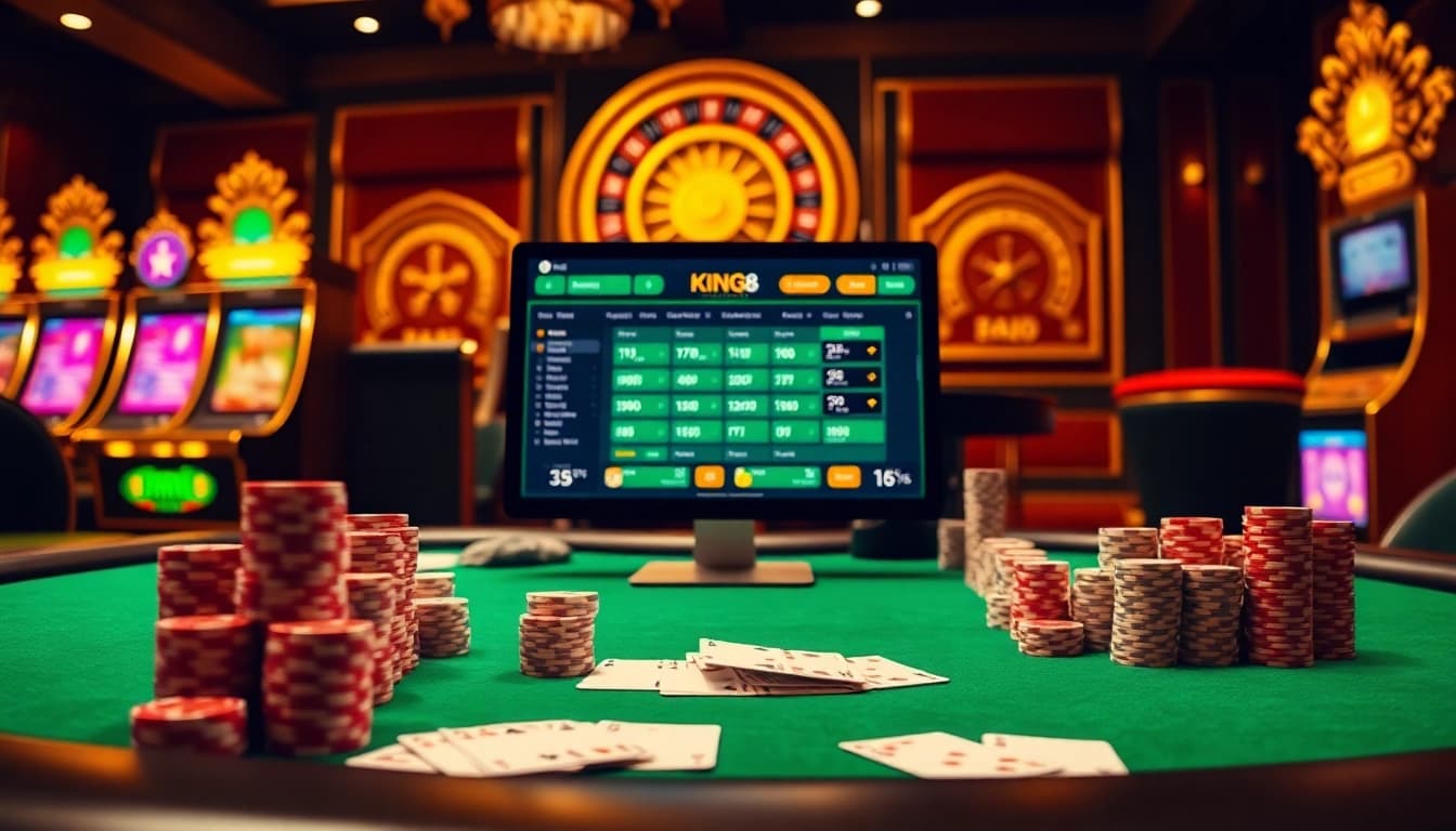 King88 casino interface presented with vibrant poker chips and an inviting roulette scene.