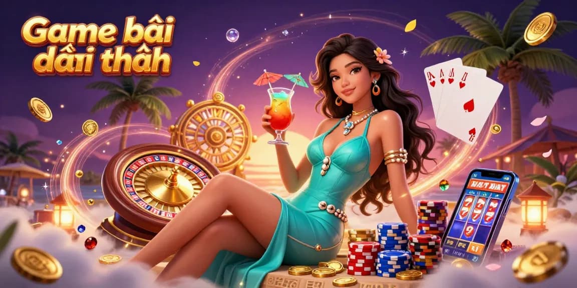 Experience the thrill of Game bài đổi thưởng with vivid characters and dynamic casino elements.