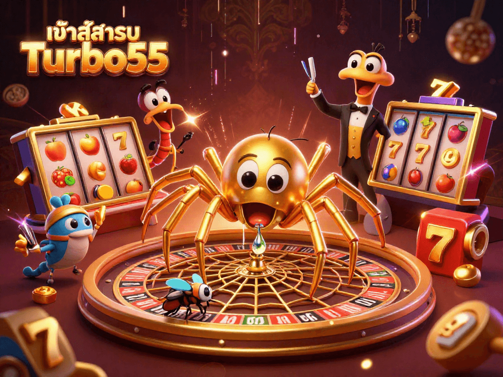 Place bets with confidence at เข้าสู่ระบบ Turbo55, featuring a dynamic casino scene.