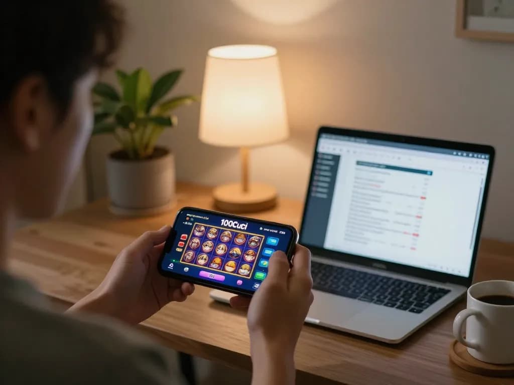 Alami keseronokan permainan dengan kredit percuma rm100 tiada deposit di telefon pintar dalam suasana ruang tamu yang selesa