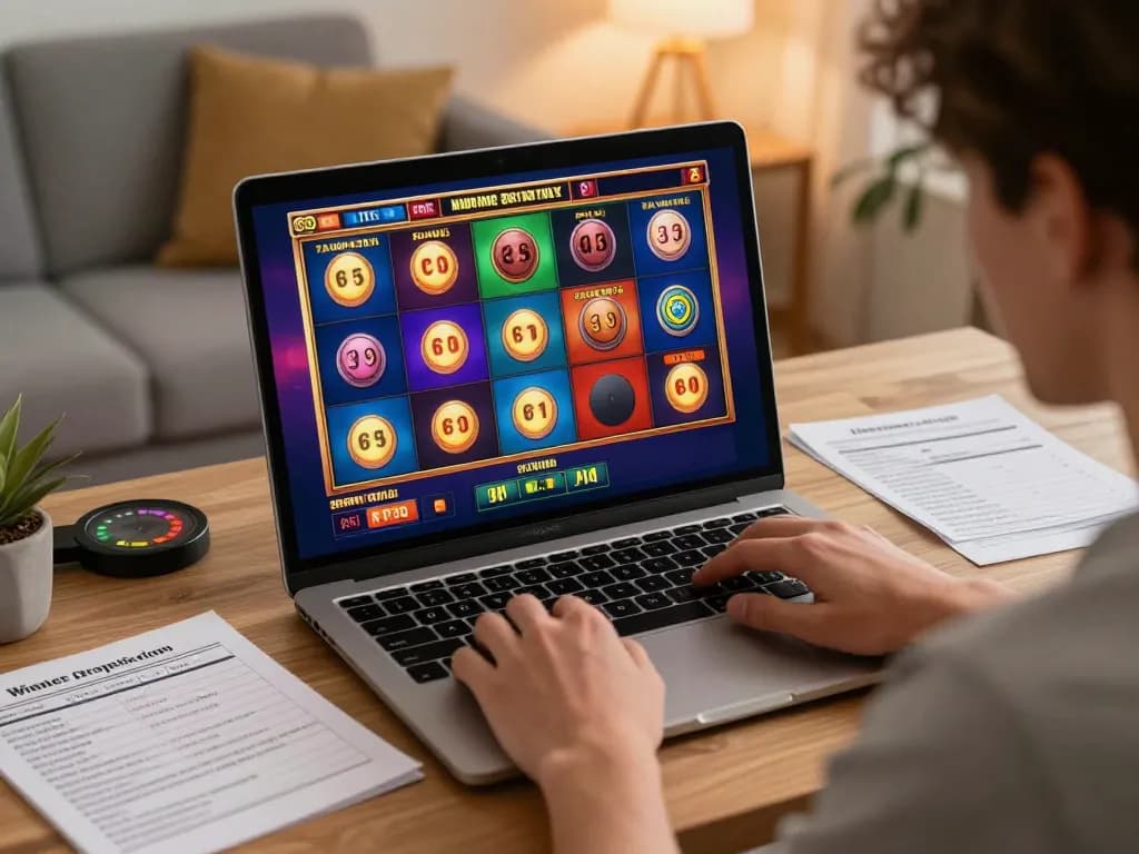 Experience link gacor with an intense online slot gameplay moment in a cozy home setup.