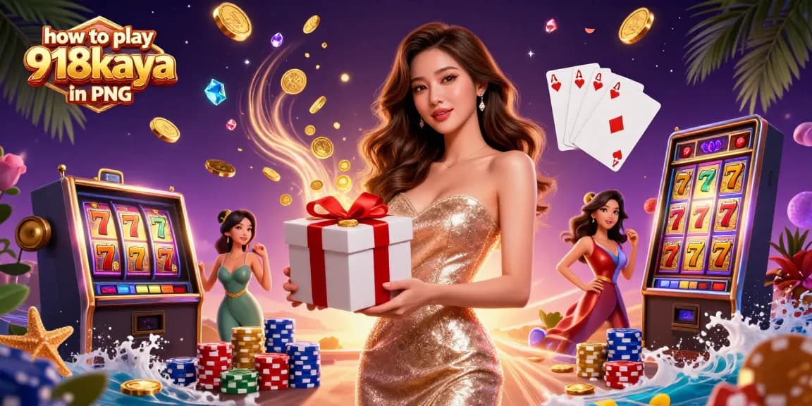 Join the excitement and learn how to play 918kaya in PNG with vibrant slot game elements and festive details.