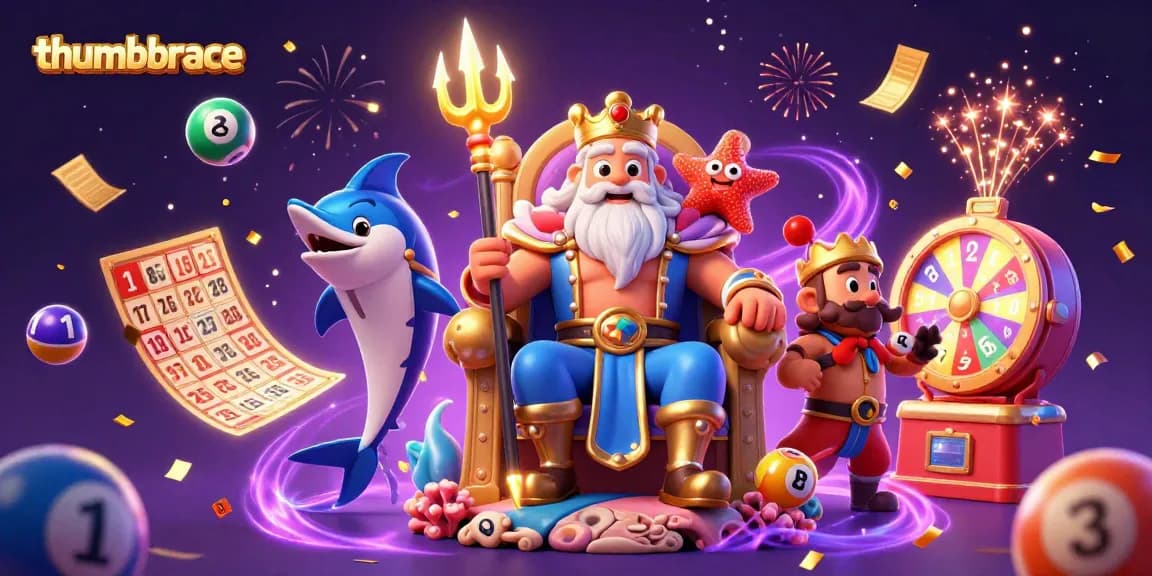 Experience the excitement of thumbbrace with vibrant winning lottery balls and dynamic gaming elements.