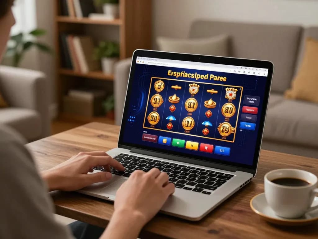 This player enjoys thrilling online slots at nhà cái uy tín tr88 in a cozy setting, emphasizing responsible gambling.