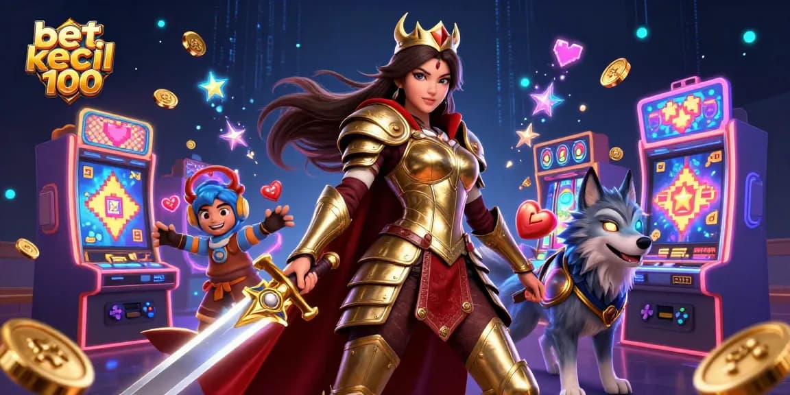 Engage in thrilling gaming action with bet kecil 100 as dynamic characters illuminate the casino scene.