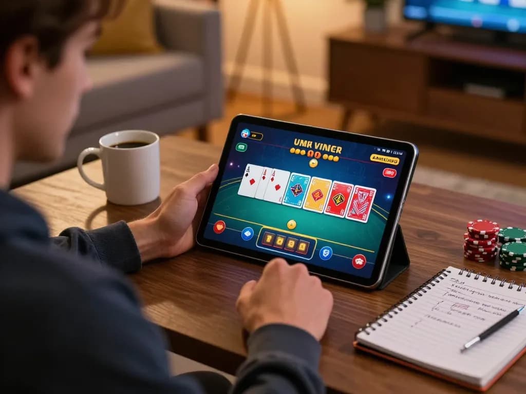 MPO08 player strategizing in an engaging online poker game from a cozy living room.